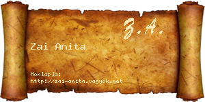Zai Anita névjegykártya